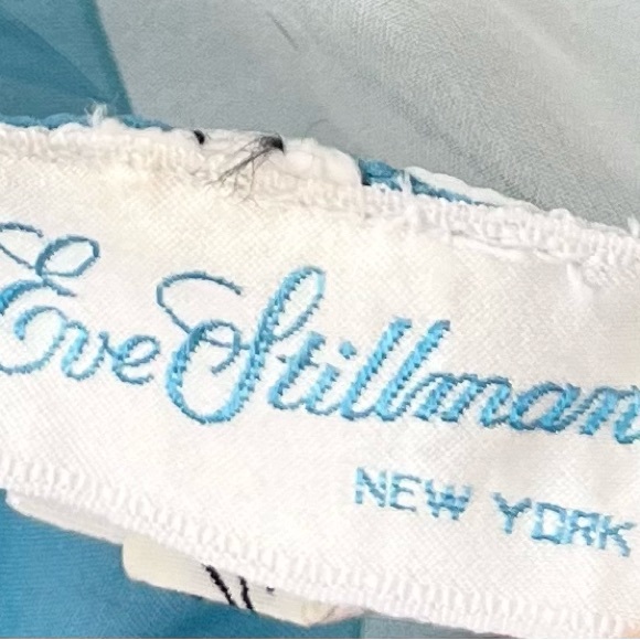 Vintage Eve Stillman Maxi Dress Sheer Blue White Floral Print V Neck Size Small - Picture 12 of 15